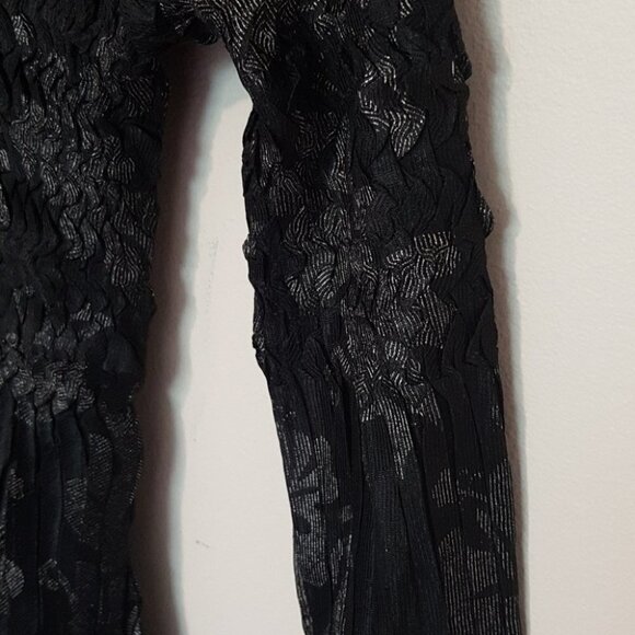 Vintage 90s Y2K Chagall black origami crinkle asymmetrical long sleeve top sz S - Picture 4 of 7